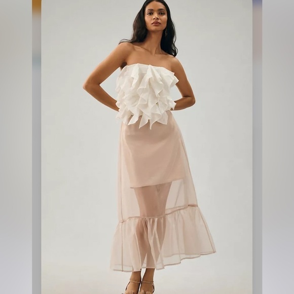 NWT Anthropologie White Ruffle Sleeveless Top Large - Picture 5 of 5